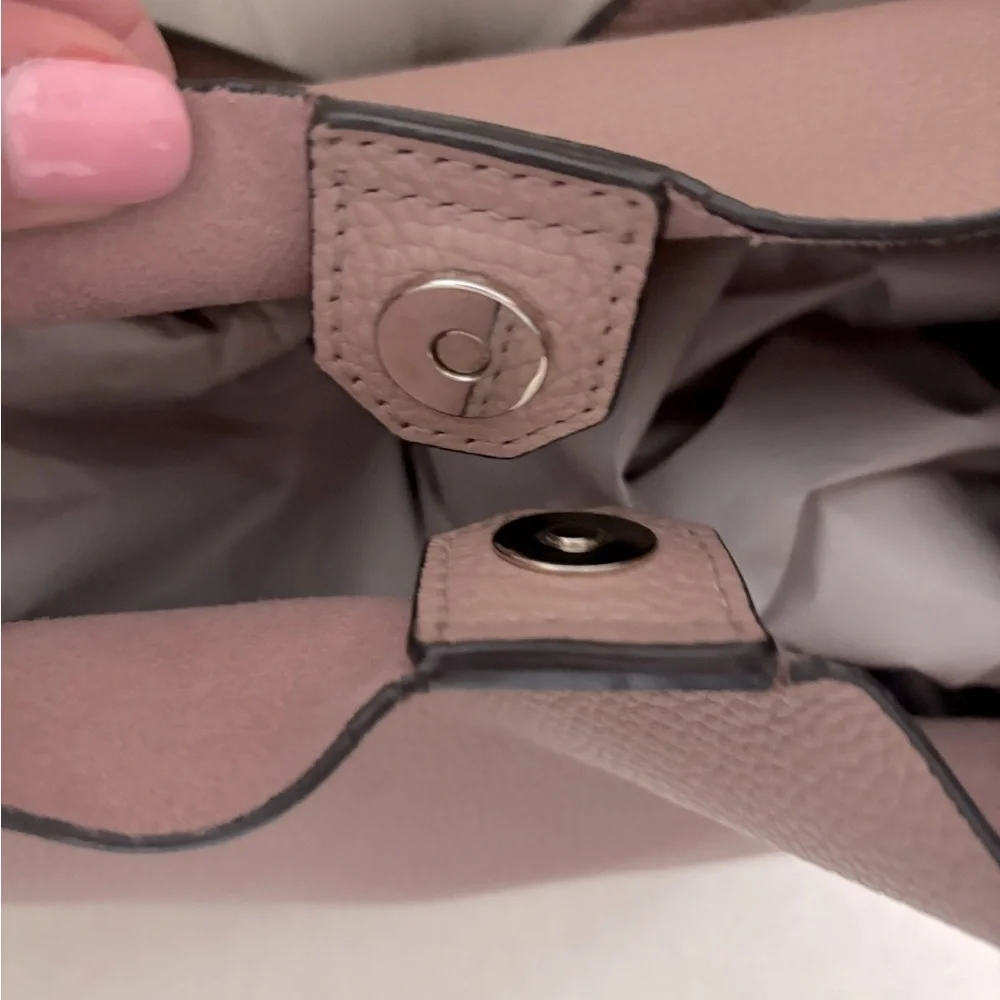 Michael Kors Junie pebbled leather hobo shoulder bag pinkish beige